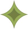 Green star-shaped graphic with a darker green outline