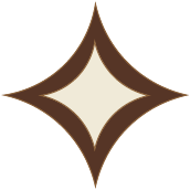 Stylized star-shaped graphic with a white center and brown outer edges
