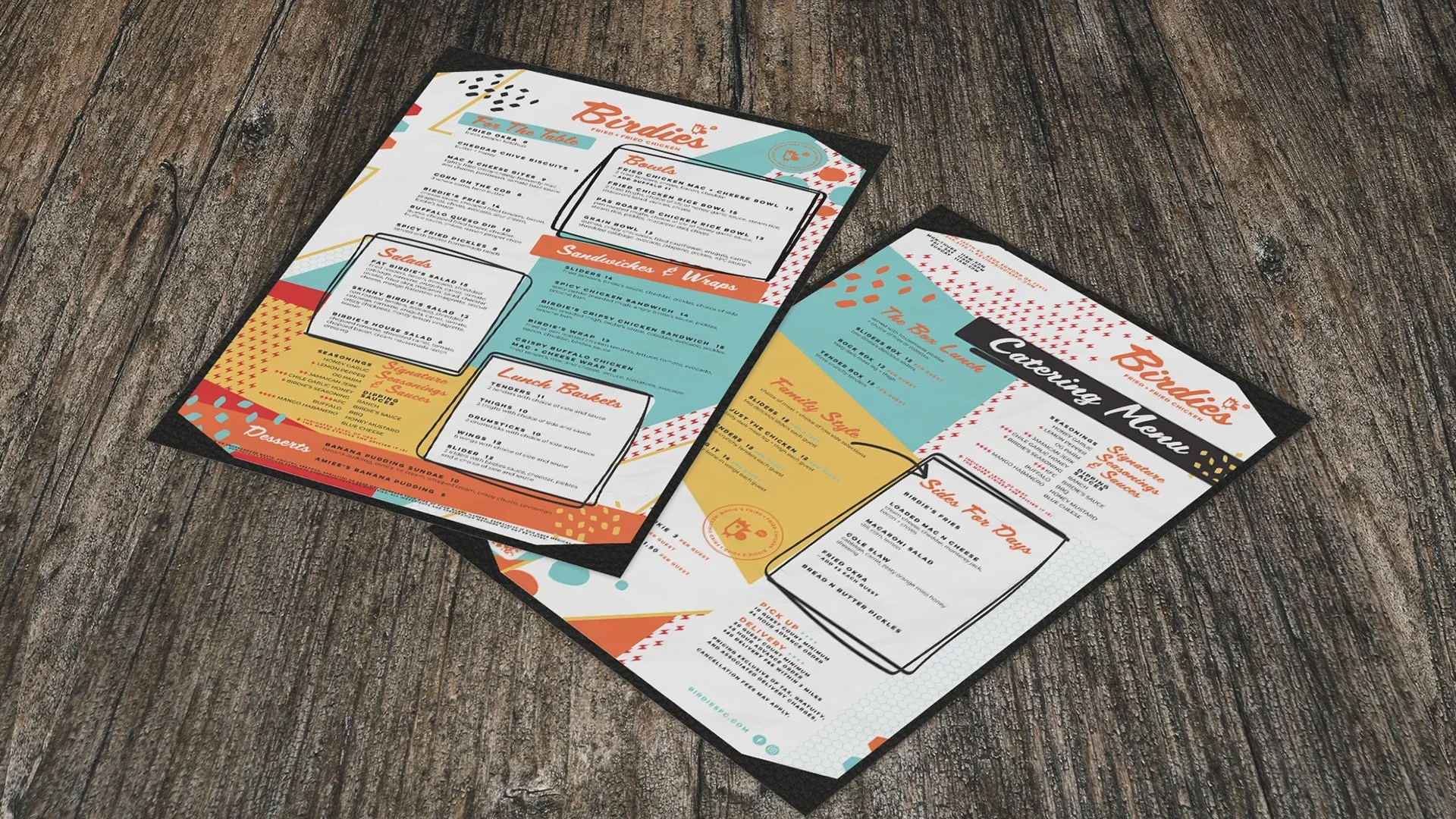 Menu design for Birdie's in Oklahoma.