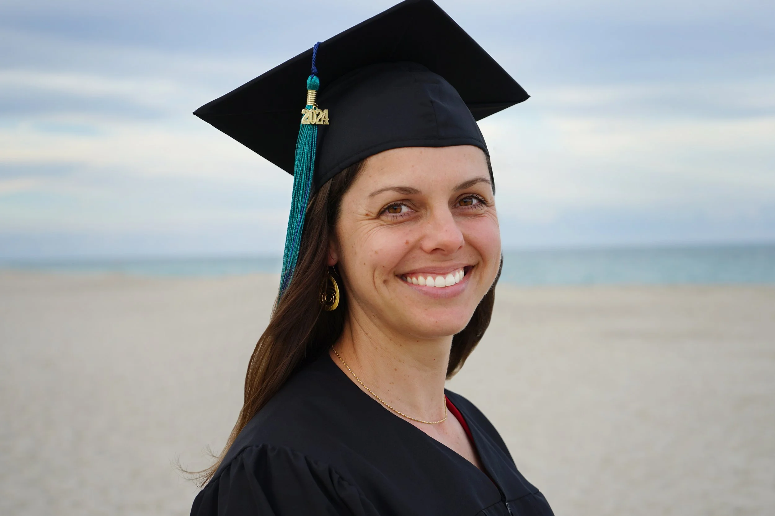 Graduation photo in Carolina Beach, NC.