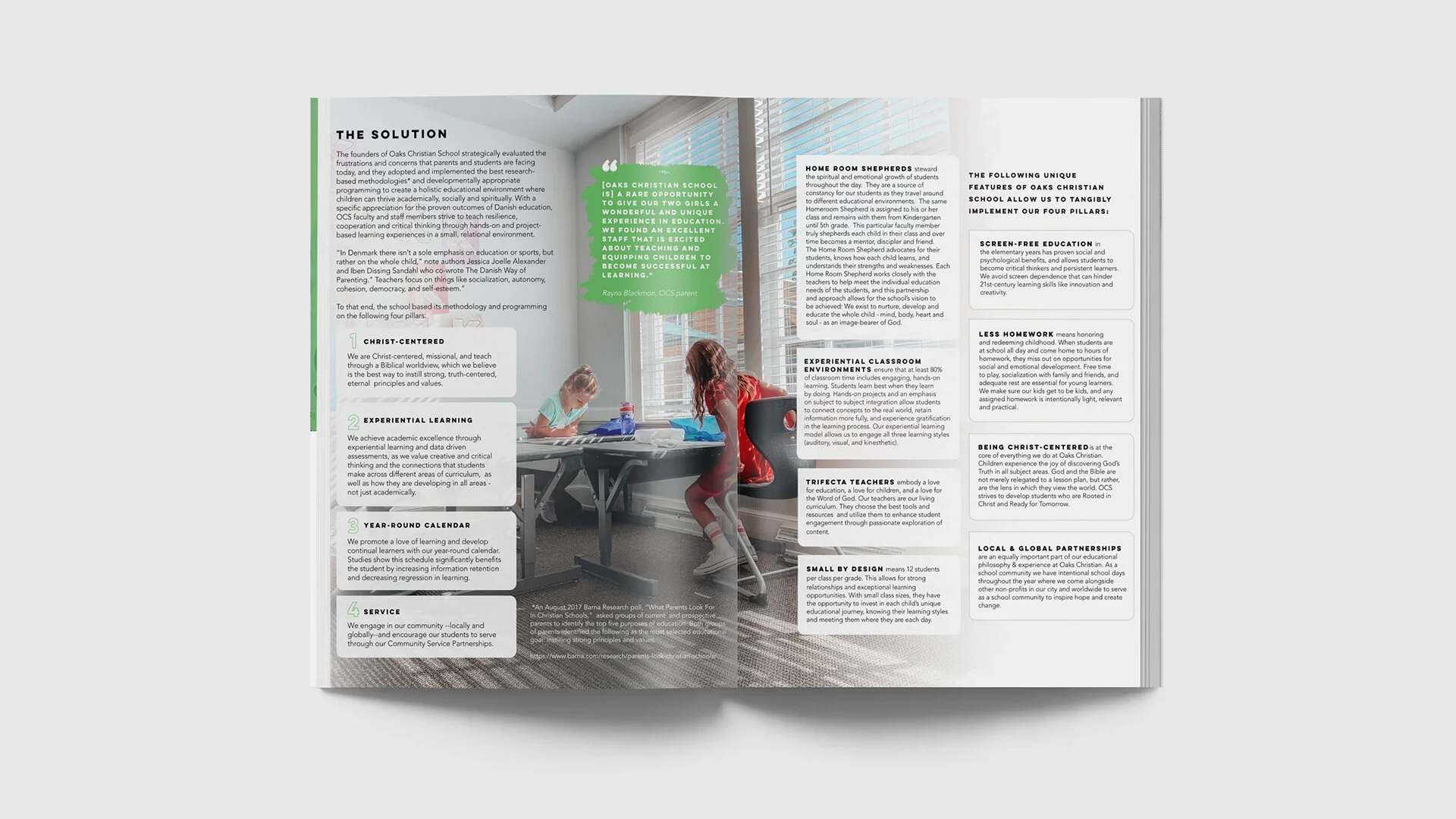 Magazine design for Oaks Christian School.
