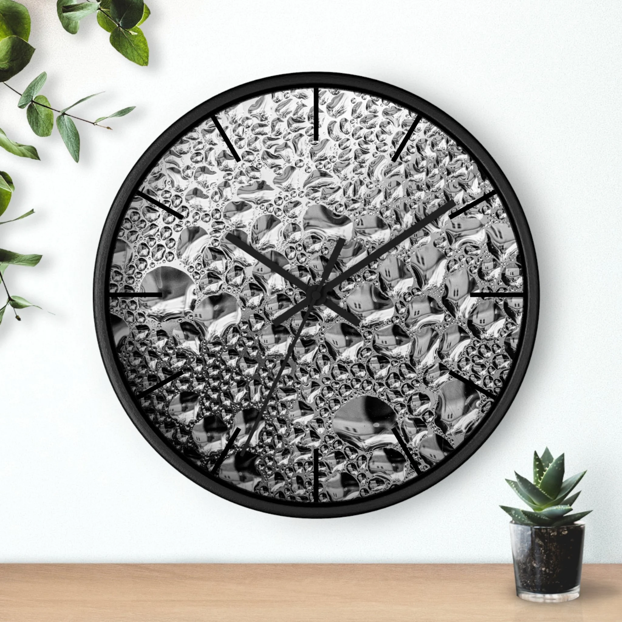 Wall Clock Dark Droplets
