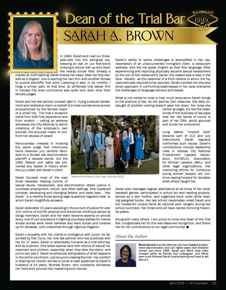 Sarah Brown named Dean of the Trial Bar