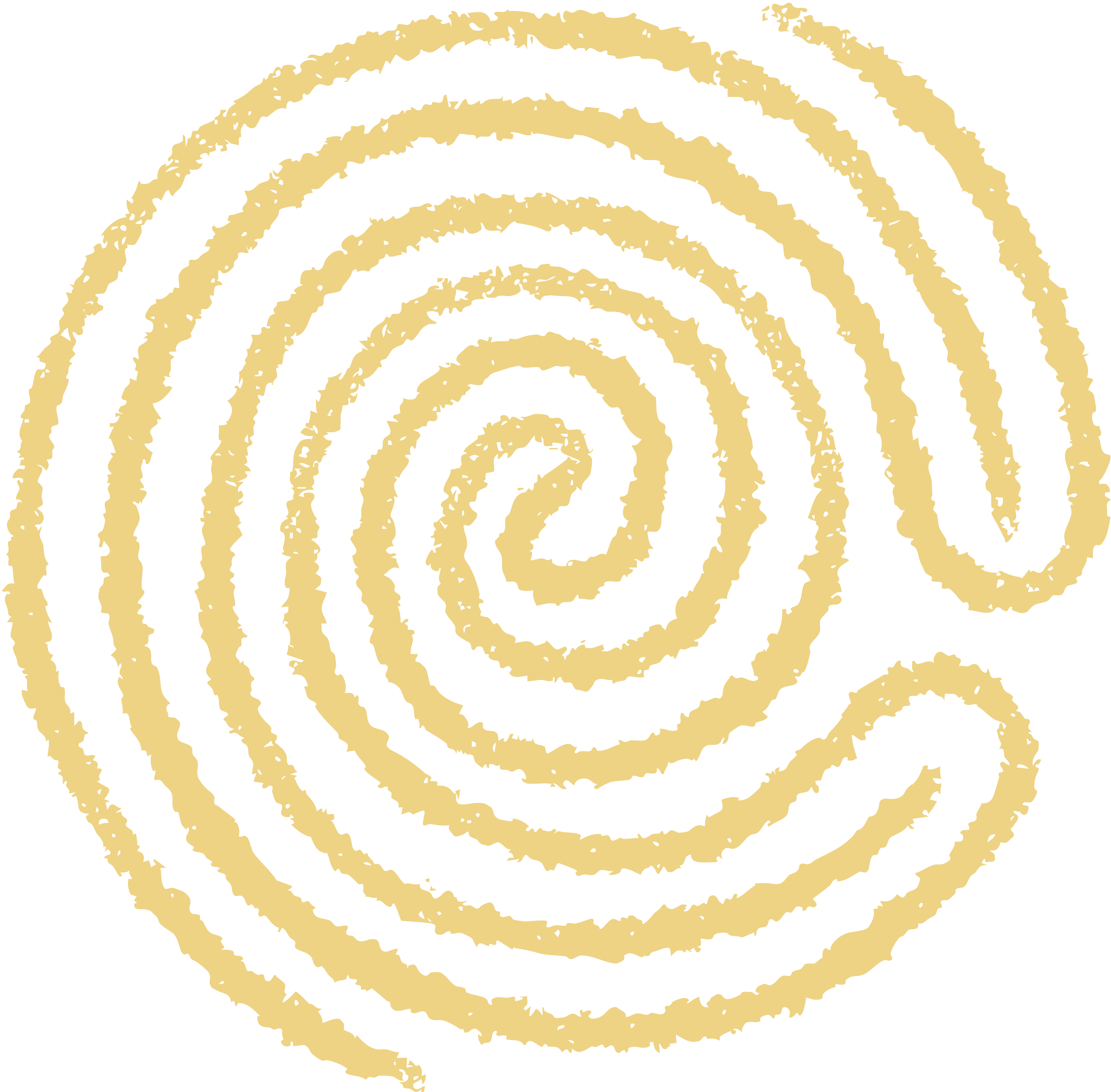 Cercle concentriques dessinés à la craie beige sur un fond noir.