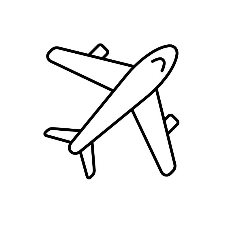 Line drawing of an airplane viewed from above in black and white.