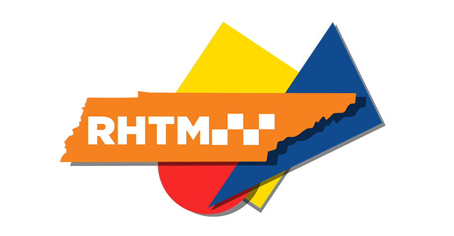 An abstract, colorful graphic with geometric shapes and the text "RHTM" in white on an orange background.