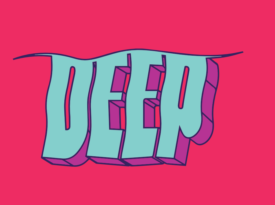 A colorful drawing spelling out "YEP" with a pink background.