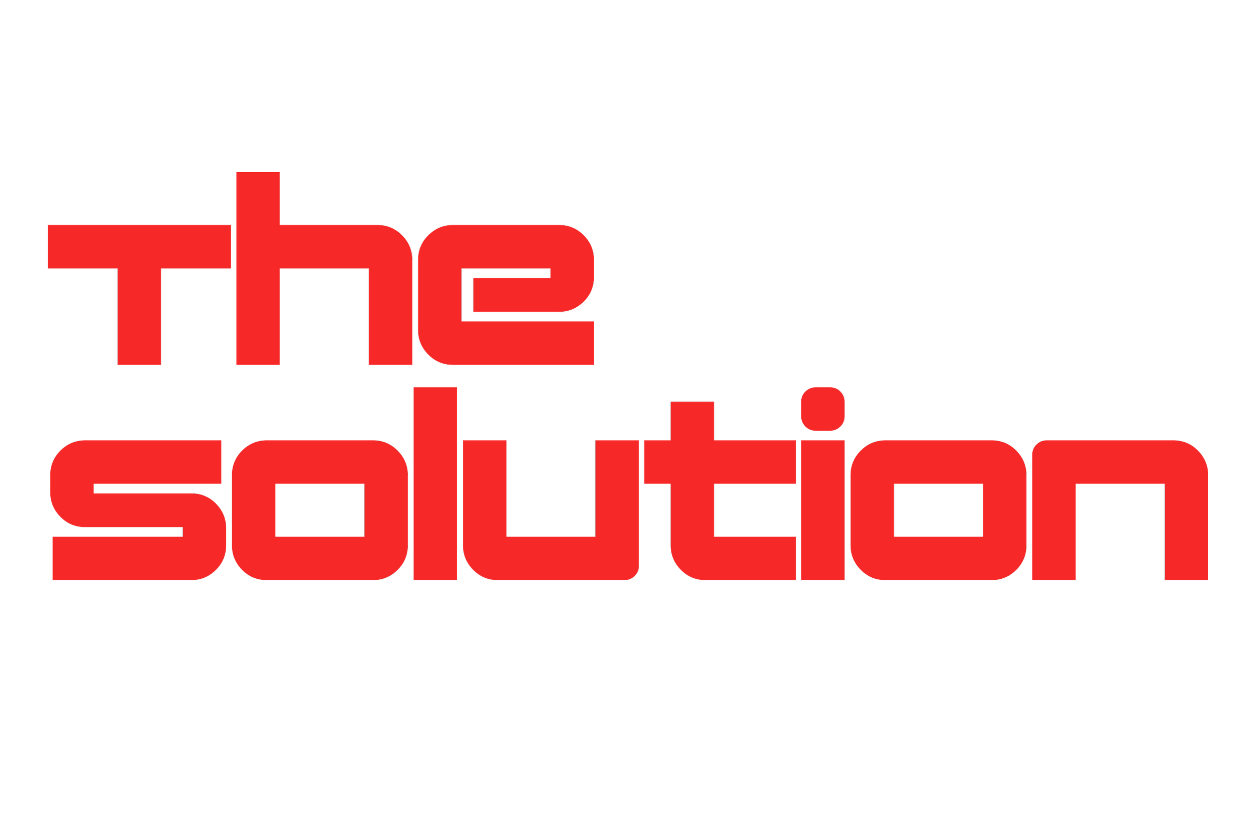 The logo of 'The Solution' featuring red text on a black background.