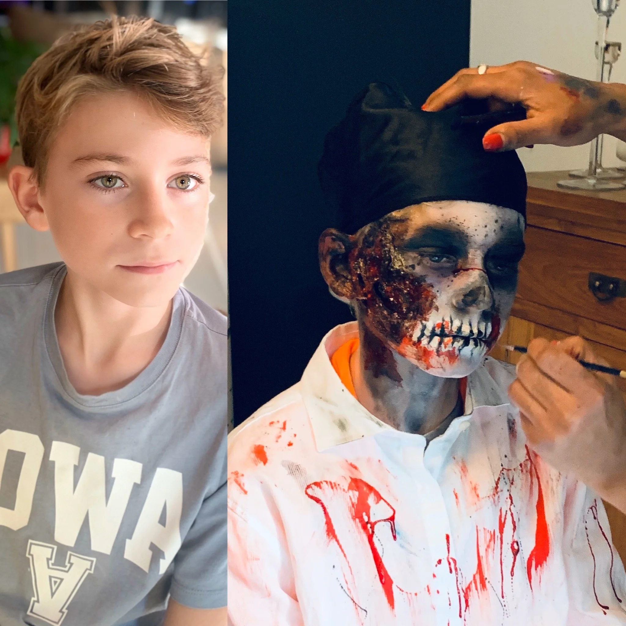 maquillage hallowen recto verso halloween sur un ado