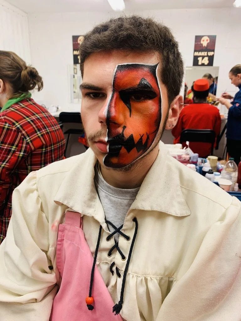 Maquillage halloween citrouille moitié visage adulte