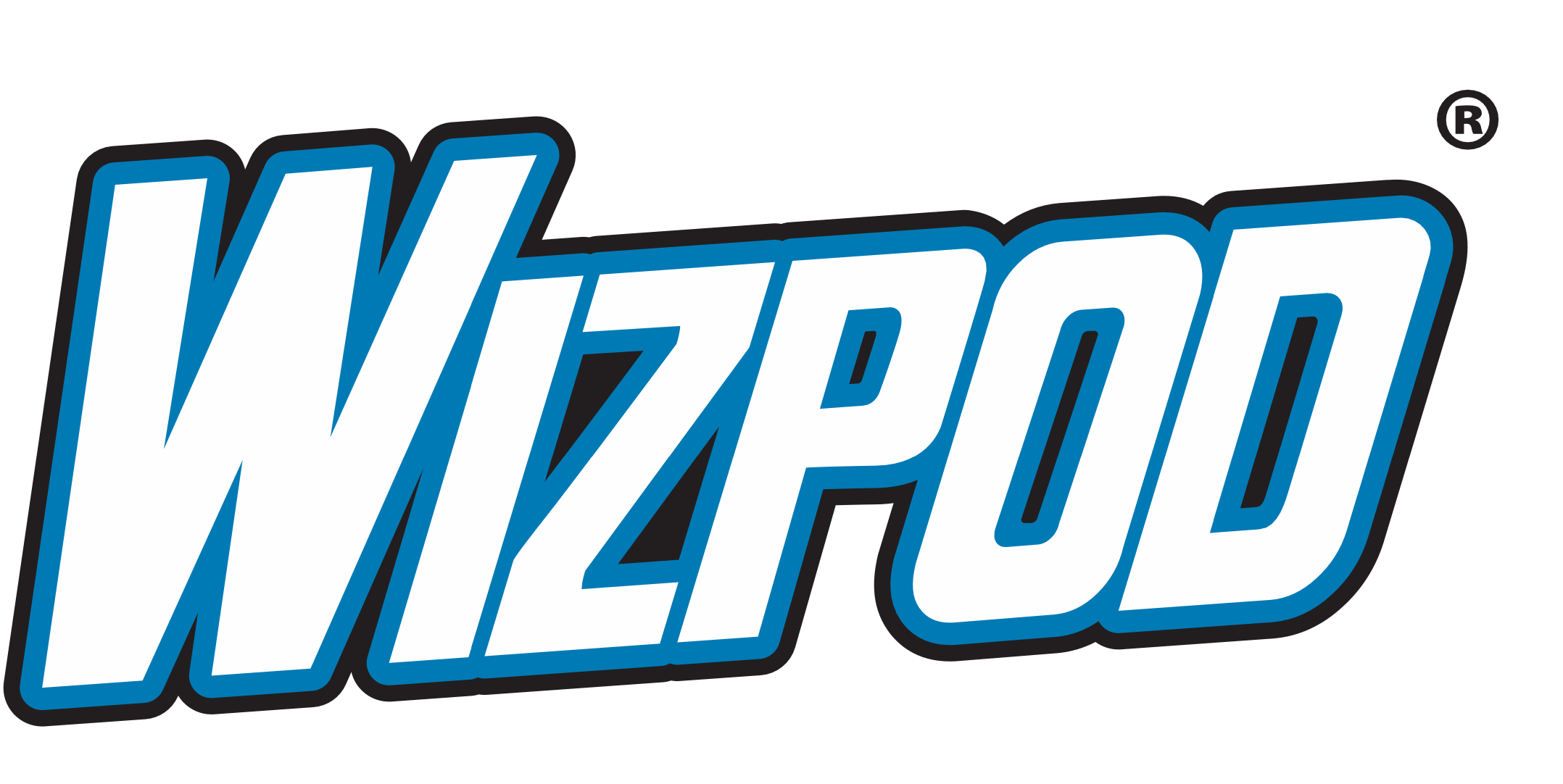 Logo of the video game series 'Wipeout' with bold white text outlined in black and blue.