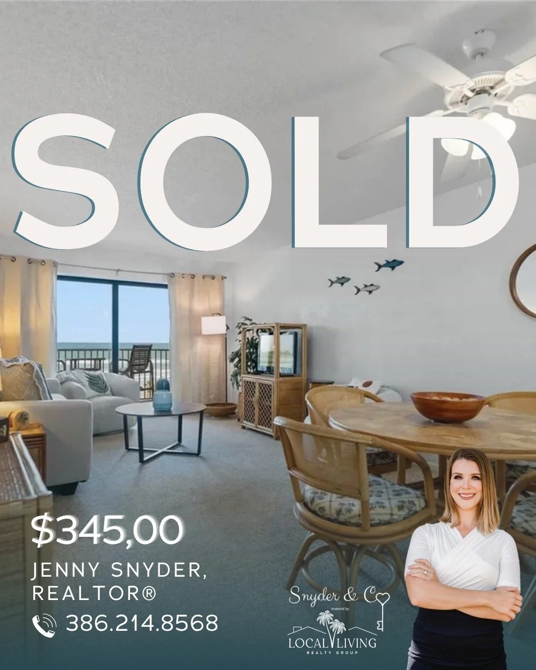 🎉 SOLD! 🎉
📍 4201 S Atlantic Ave #402, New Smyrna Beach, FL 32169
Listed by: Jenny Snyder
📞 (386) 214-8568

This stunning oceanfront condo with sweeping Atlantic views has officially closed! Fully remodeled interior, top-floor privacy, and short-t