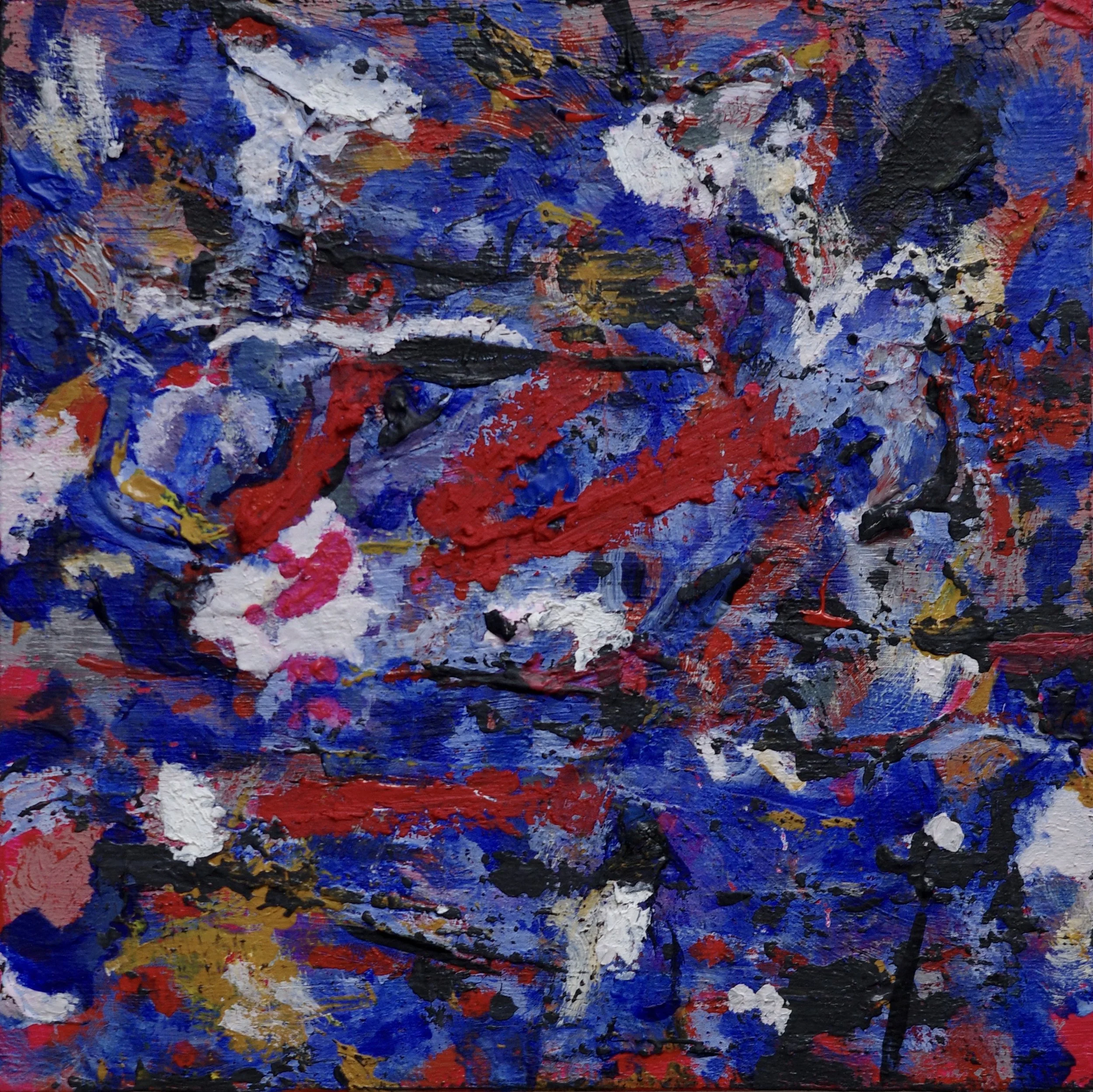 On Pain (2026)
Acrylic and oil pastel on wood panel, 6 x 6 x 7/8 in.