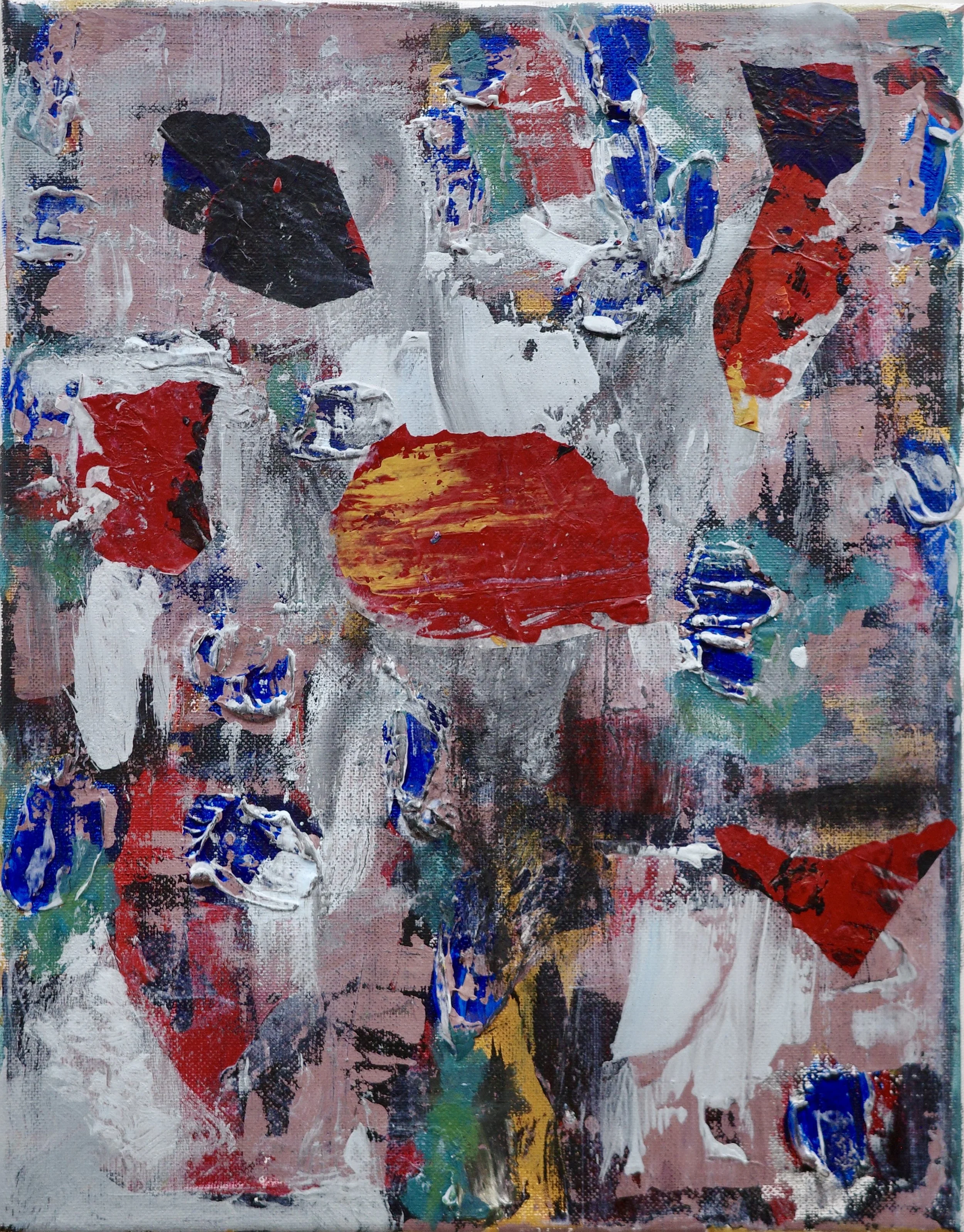 Nervous System! (2026) 
Acrylic and collage on canvas, 11 x 14 x 3/4 in.