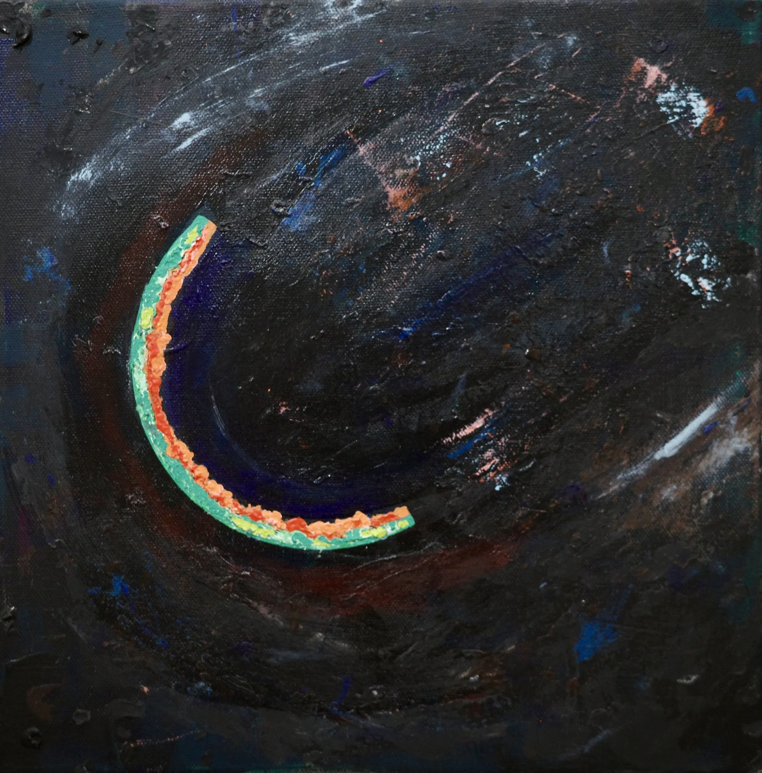 Scooped Out (2026) 
Acrylic on canvas, 12 x 12 x 3/4 in.