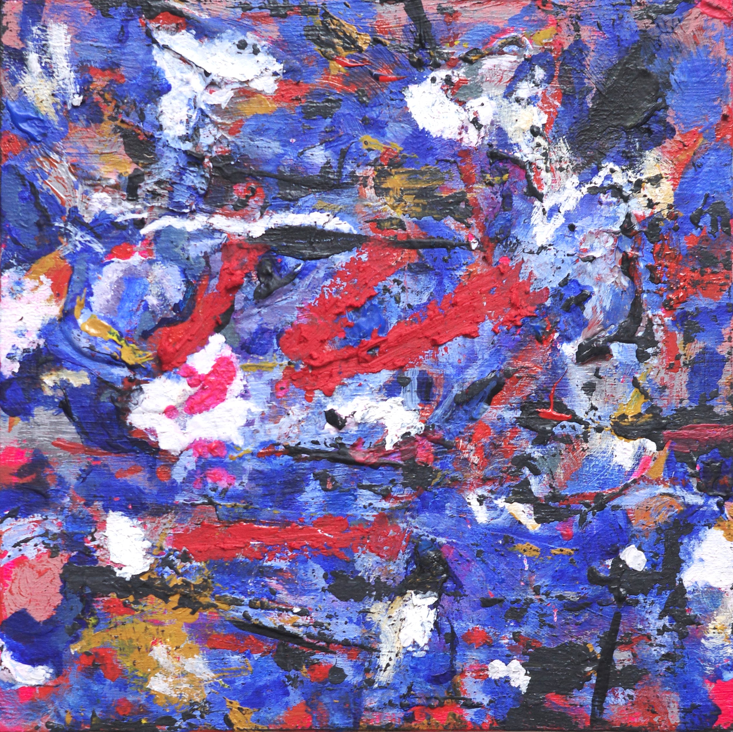 On Pain (2026) 
Acrylic and oil pastel on wood panel,
6 x 6 x 7/8 in.