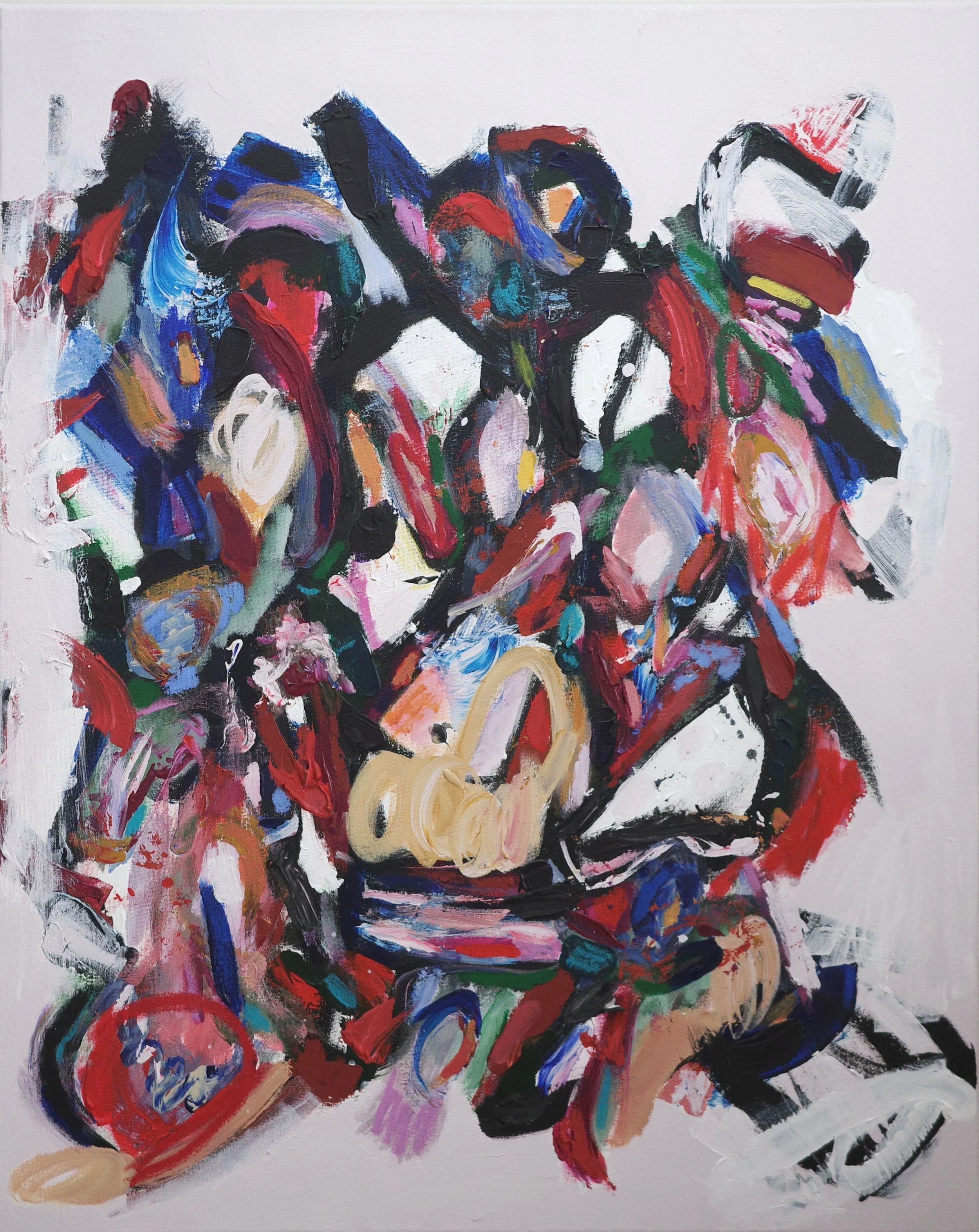 Great At Oversharing! (2026)
Acrylic and mixed media on canvas, 
30 x 24 x 7/8 in.
