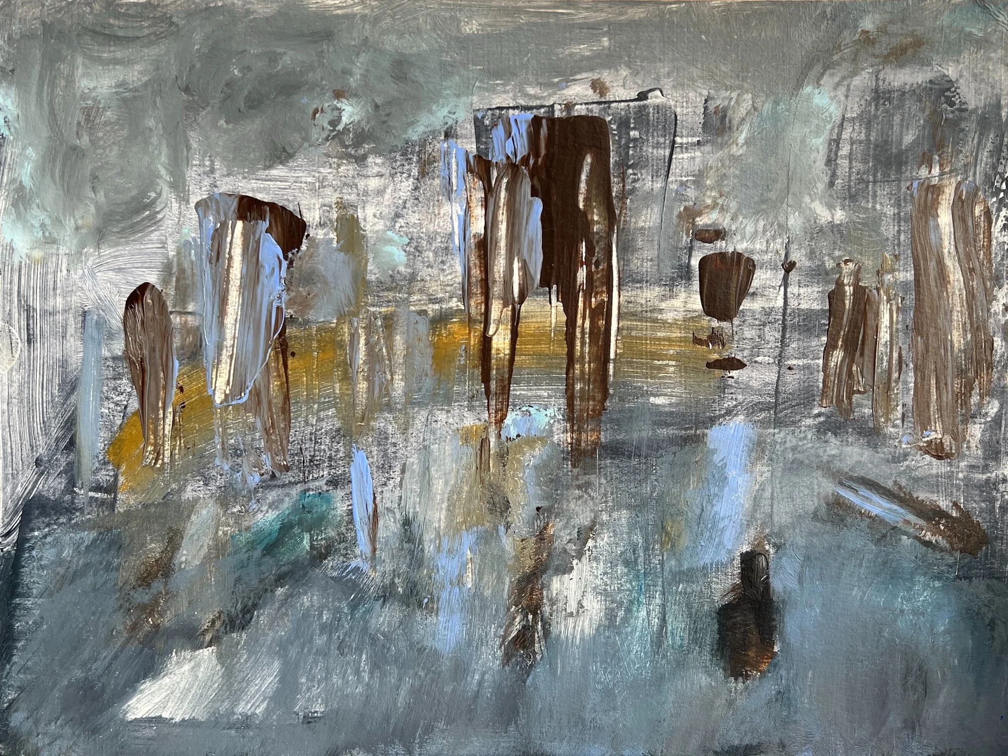 The Cruelty of a Hospital Room With a Terrific View (what will survive you) (2026)
Acrylic on paper, 8x10 in.