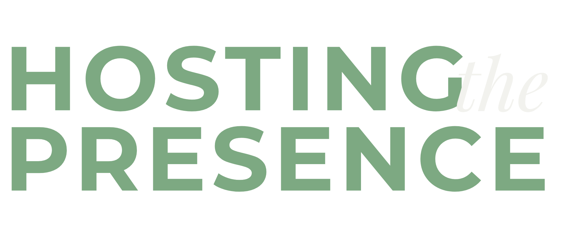 Text reading 'Hosting the Presence' with 'the' in italic and smaller font and is the logo for a worship and prayer opportunity at Grace Capital City, a church in Washington, DC.