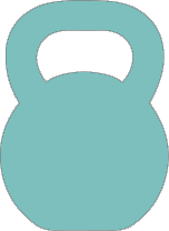 Light blue kettlebell against a white background.