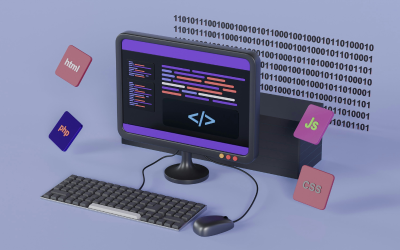 A computer screen with website code