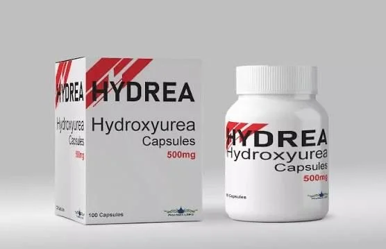 Caja y frasco de cápsulas de Hydroxyurea de 500 mg