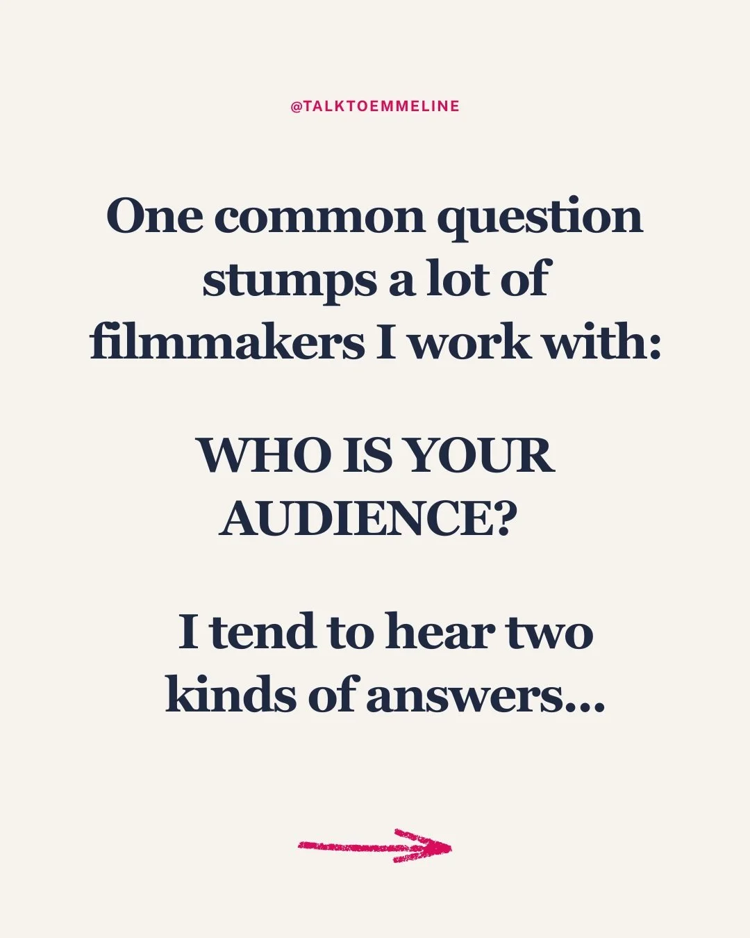When I ask filmmakers who their audience is, I often hear a demographic: &ldquo;18&ndash;35.&rdquo; Or I hear an audience that looks like the protagonist: &ldquo;My character is a single mom, so my audience is single moms.&rdquo;

But when people cho
