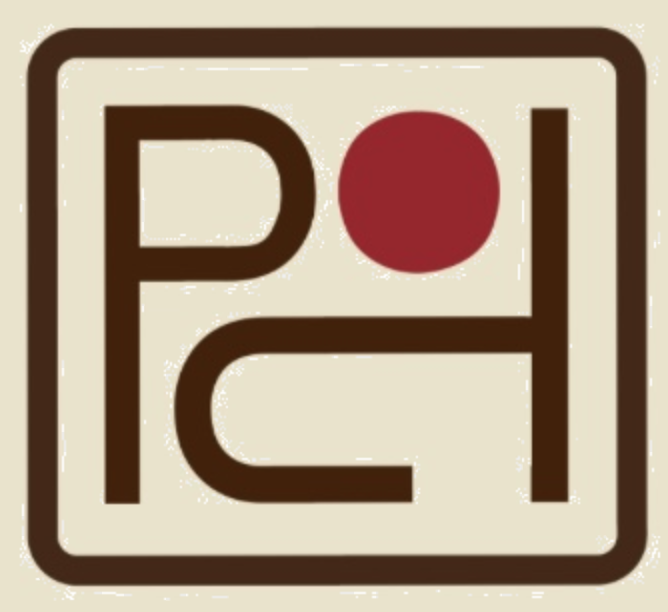A logo with the letters P, C, and H in dark brown inside a square border. The letter P is on the top left, the H is on the top right, and the C is at the bottom. There is a red circle above the P.