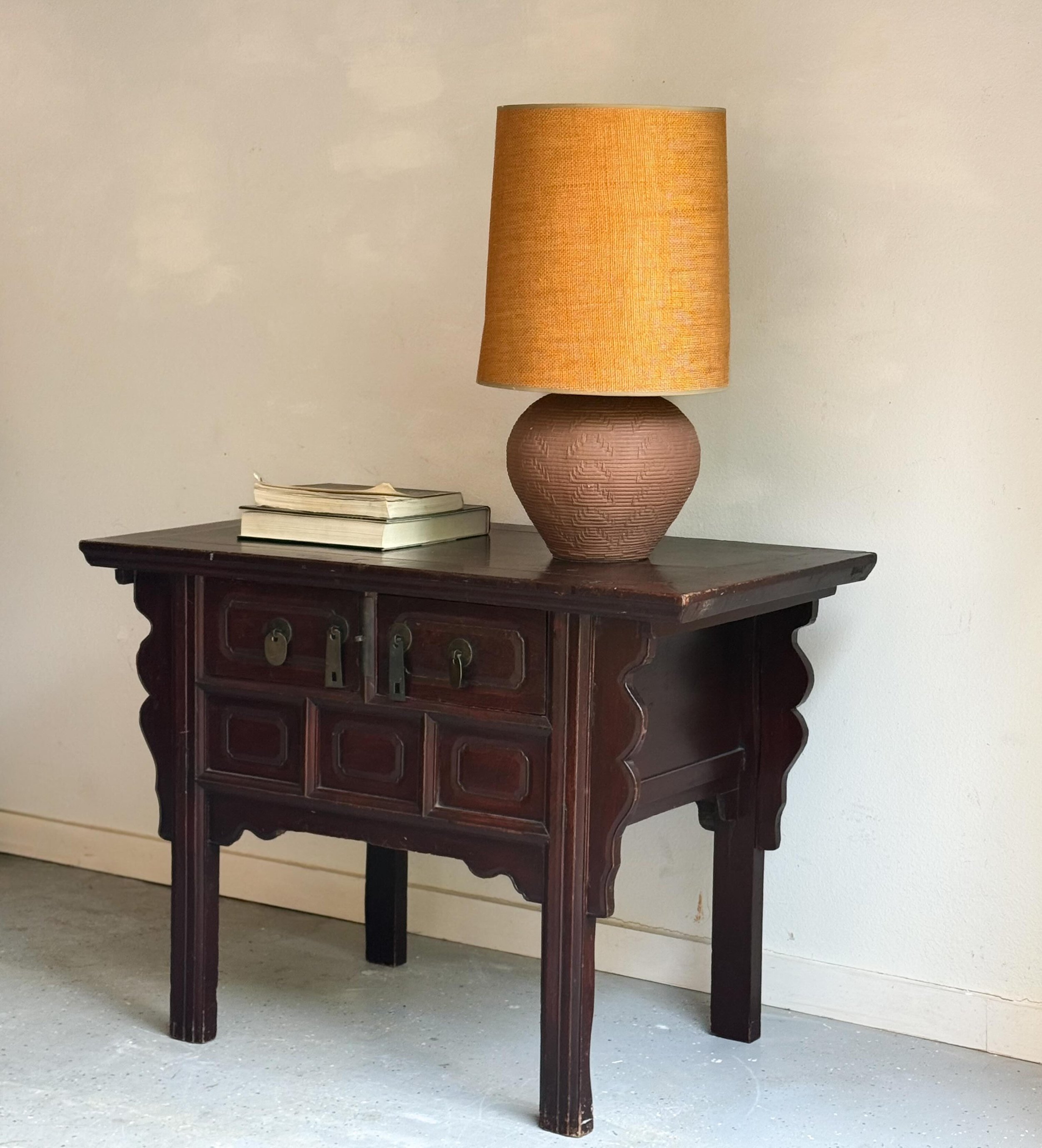 New pieces uploaded and more coming this week. 

A reminder that good design doesn&rsquo;t care what year it was made.
Antique Chinese elm. Ceramic lamp dated 1977. Different decades &amp; different stories working together.