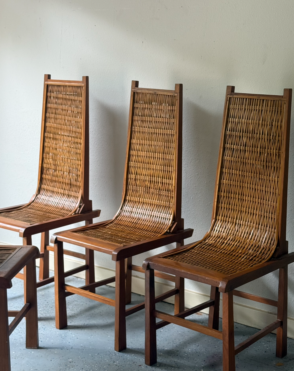 Vintage Japanese High Back Dining Chairs