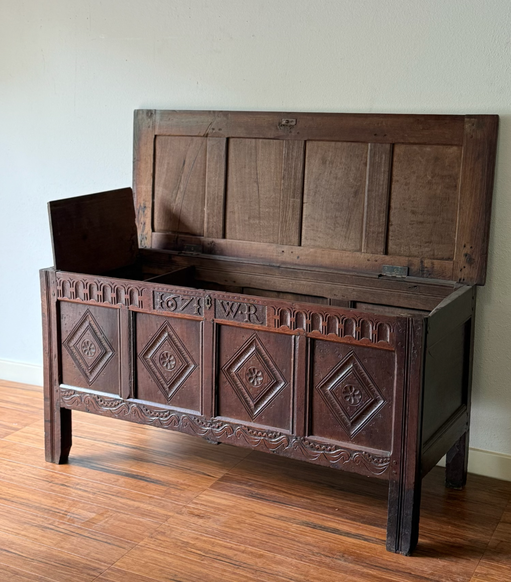 Carved Oak Chest from the 17th Century