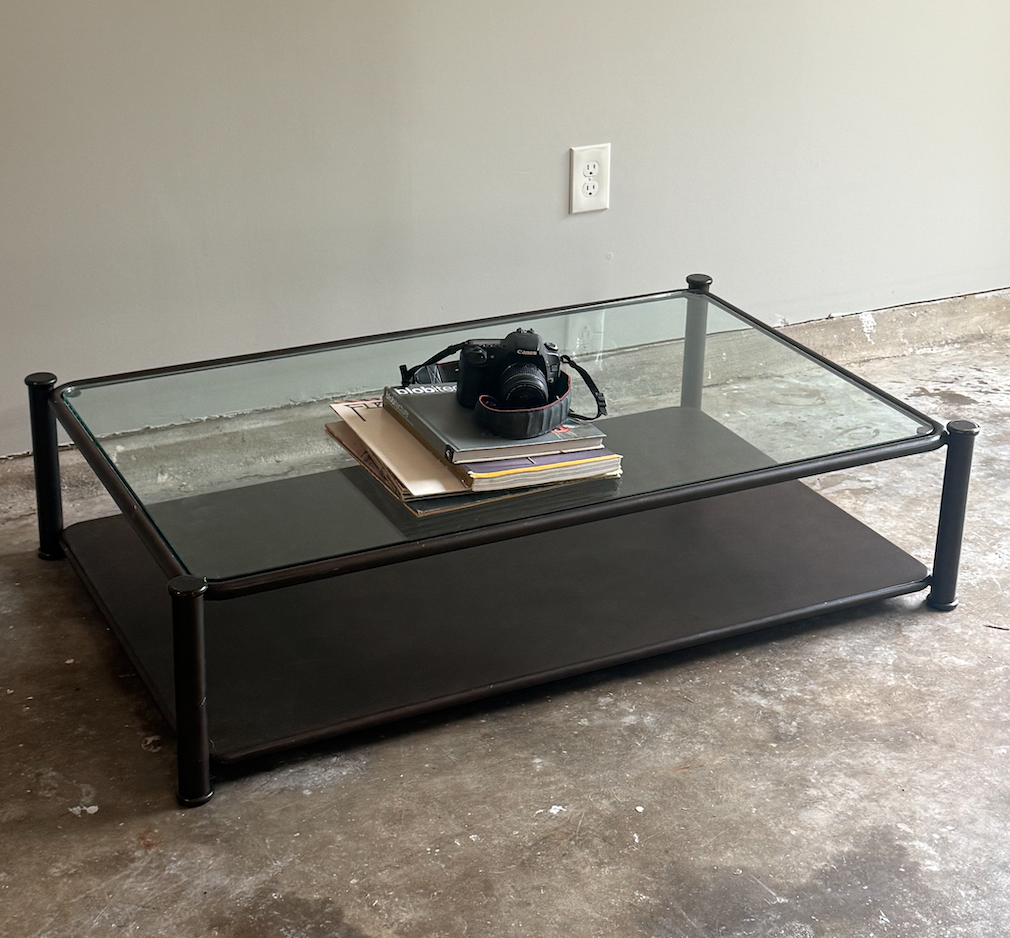 Vintage Glass and Metal Coffe Table