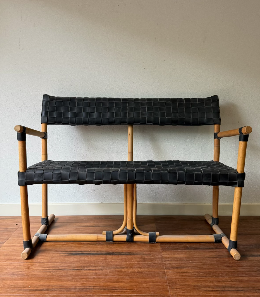 Bamboo and Vegan Leather Bench