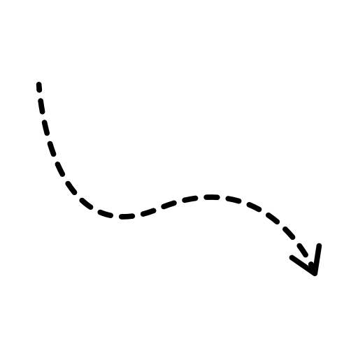 A squiggly dotted line that ends with an arrow pointing to a section of text