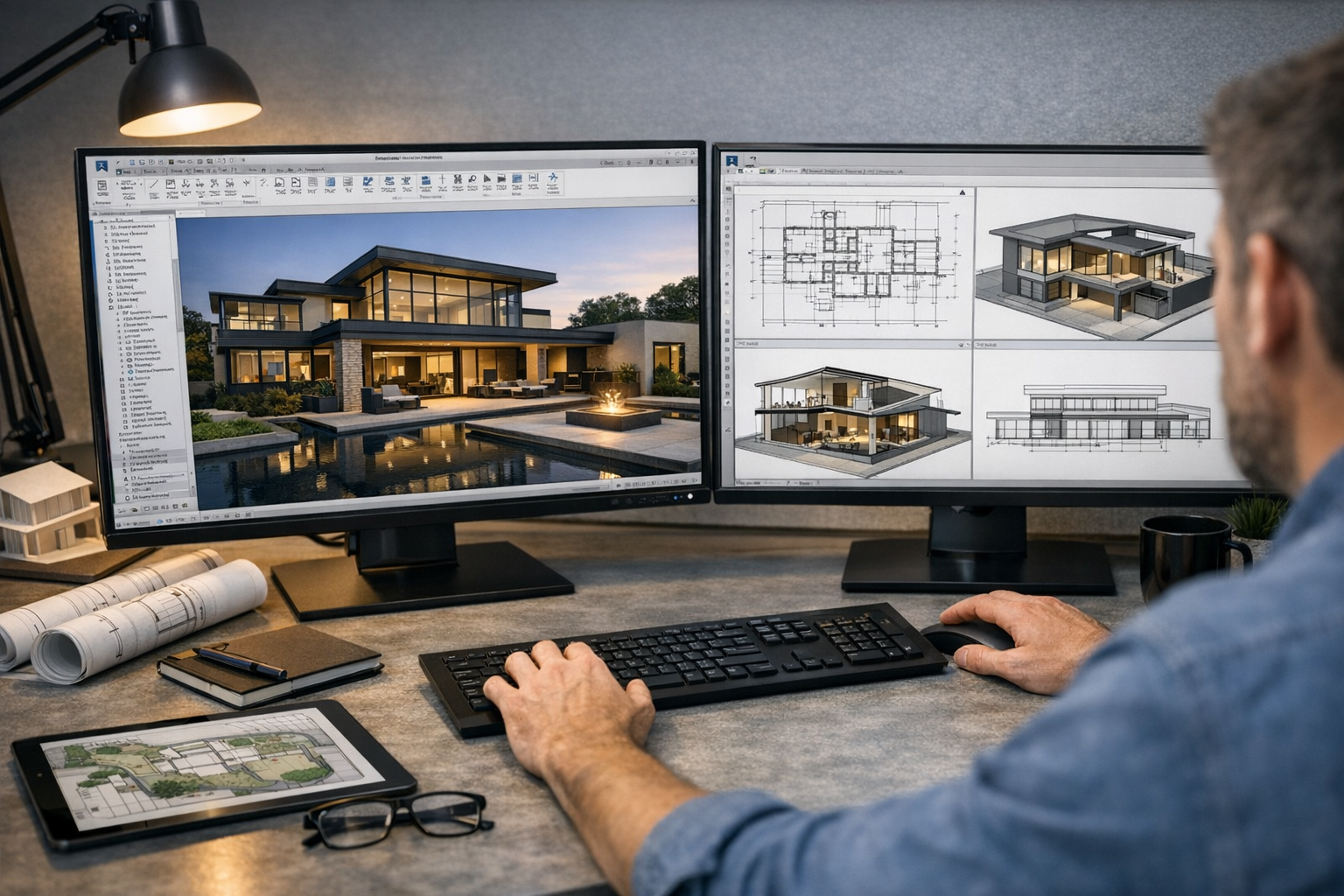 Designing in Revit on the computer