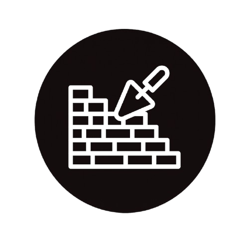 Icon of a trowel and bricks indicating bricklaying or construction.