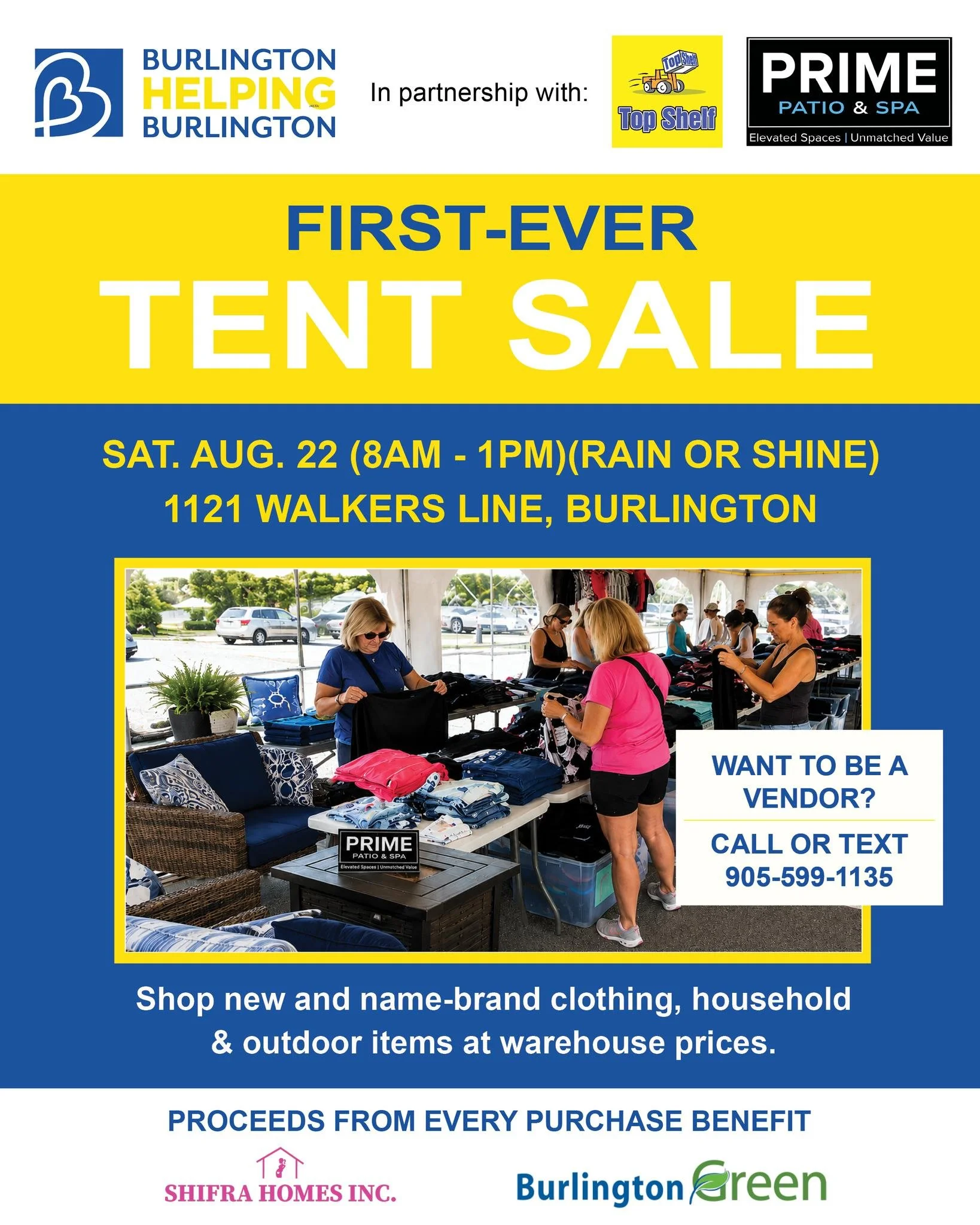 We are having a huge Tent Sale at the Top Shelf Storage Inc. parking lot on August 22, and we are opening it up to other vendors as well!

If you would like to be part of this amazing opportunity, give Sean a call at 905-599-1135, send a DM, or email