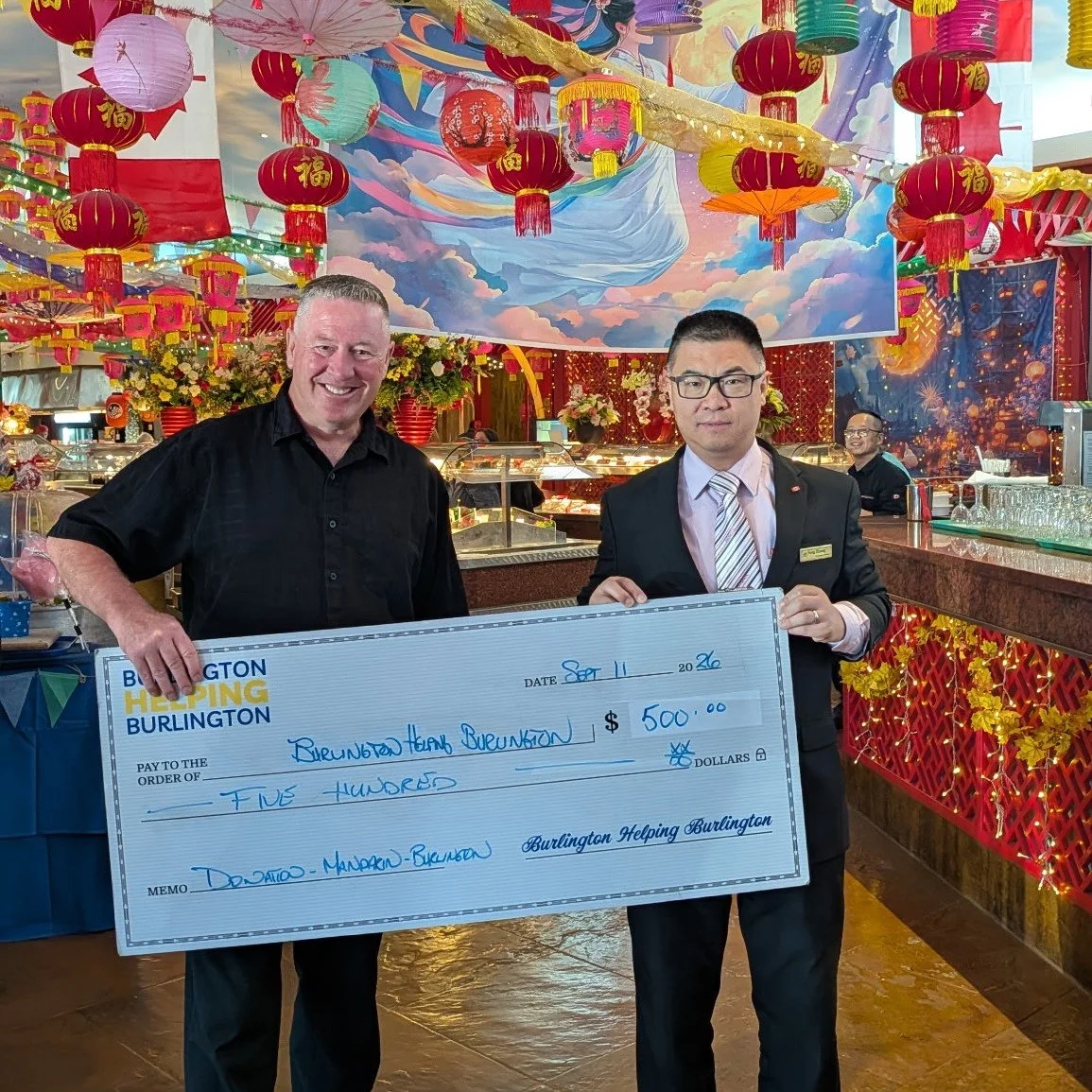 Thank you to Song Zhang and @themandarinrestaurants for your generous support again this year! Your commitment to the community is most appreciated. 

#burlingtonhelpingburlington #dosomegood #thankyousponsors #fundraising