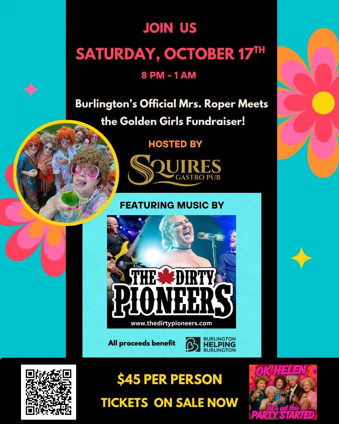 Helens, it's time to grab your tickets, your caftans and your wigs for this year's official Mrs. Roper fundraising event! It was such a blast last year that we're doing it again, and this time we're inviting The Golden Girls!

Join us again this year