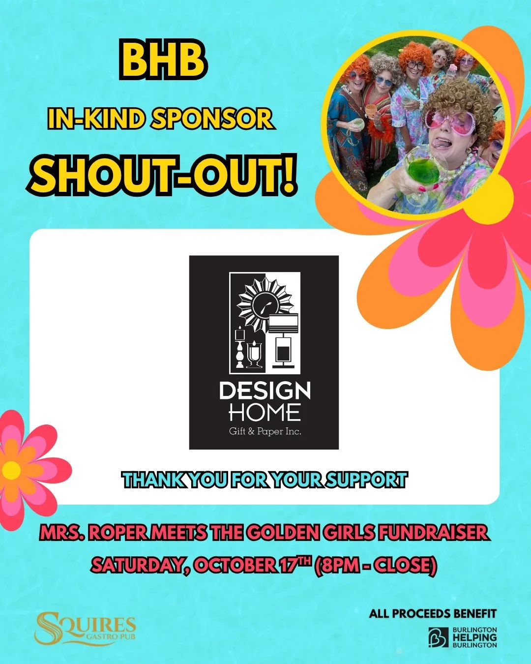 Another shout-out of thanks and appreciation to one of the in-kind sponsors for our upcoming "Mrs Roper Meets The Golden Girls" fundraiser, @designhomegiftpaper !

Just wait until you see the fabulous prizes we have available! Many of the i