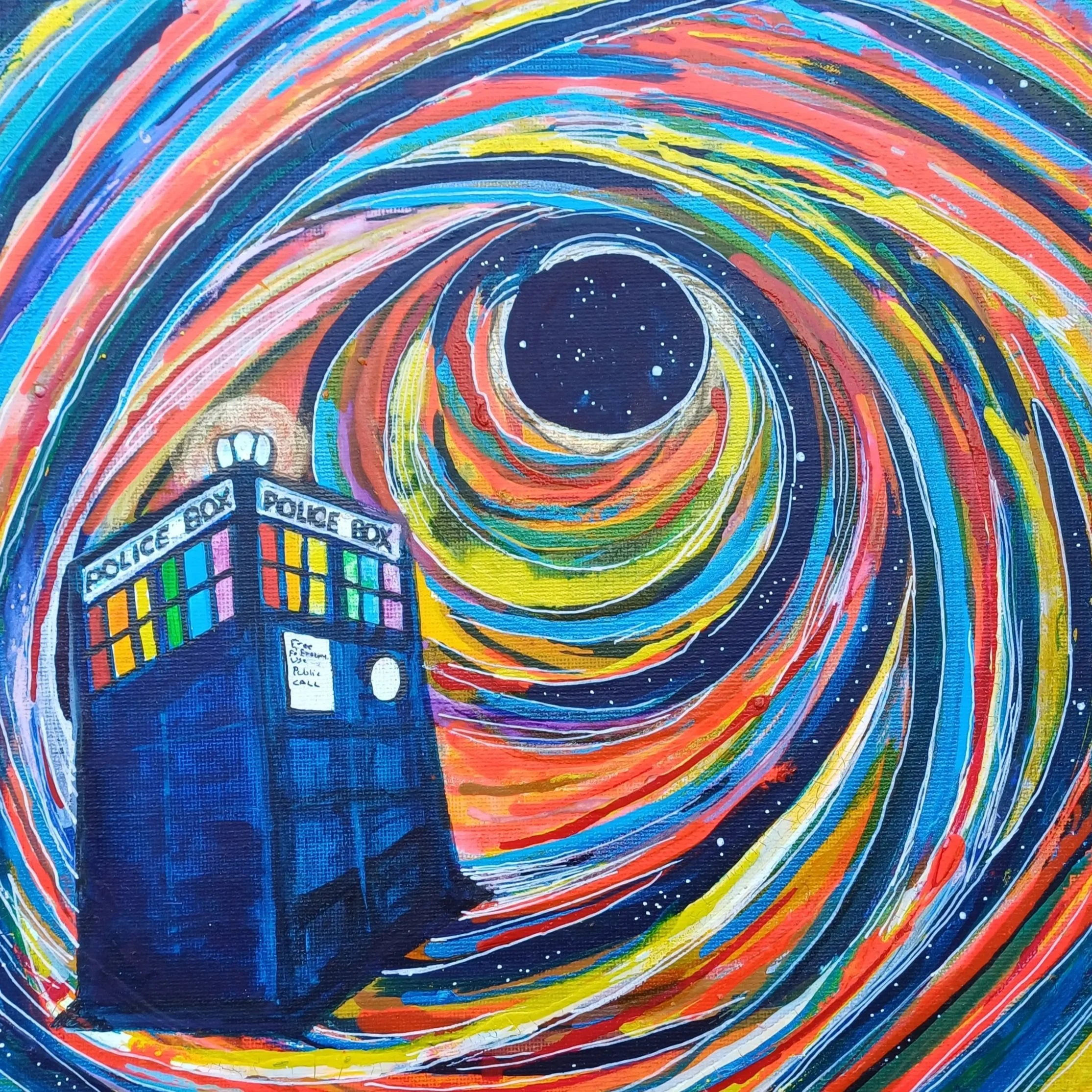 Tardis rainbow portal time vortex ORIGINAL ART