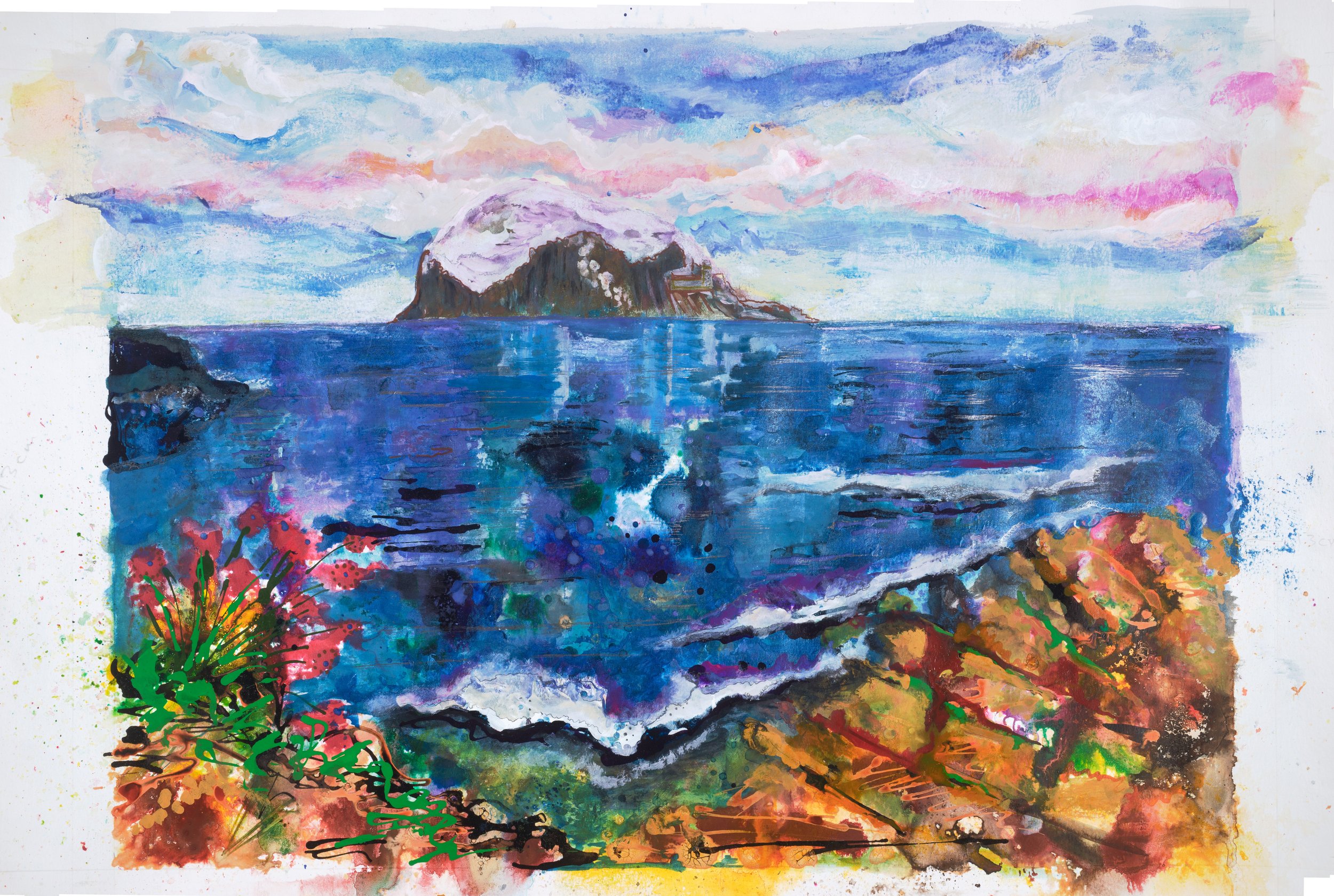 Bass Rock Summer days: Giclee Print by Amy Hooton