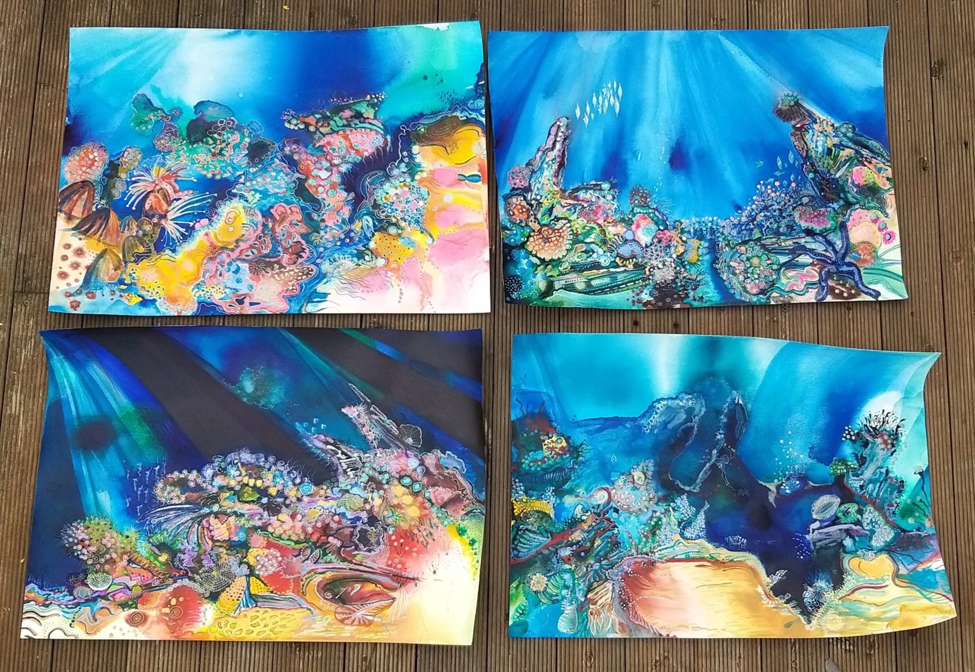 coral artwork amy Hooton blue paintings for sale coral underwater fish sea ocean