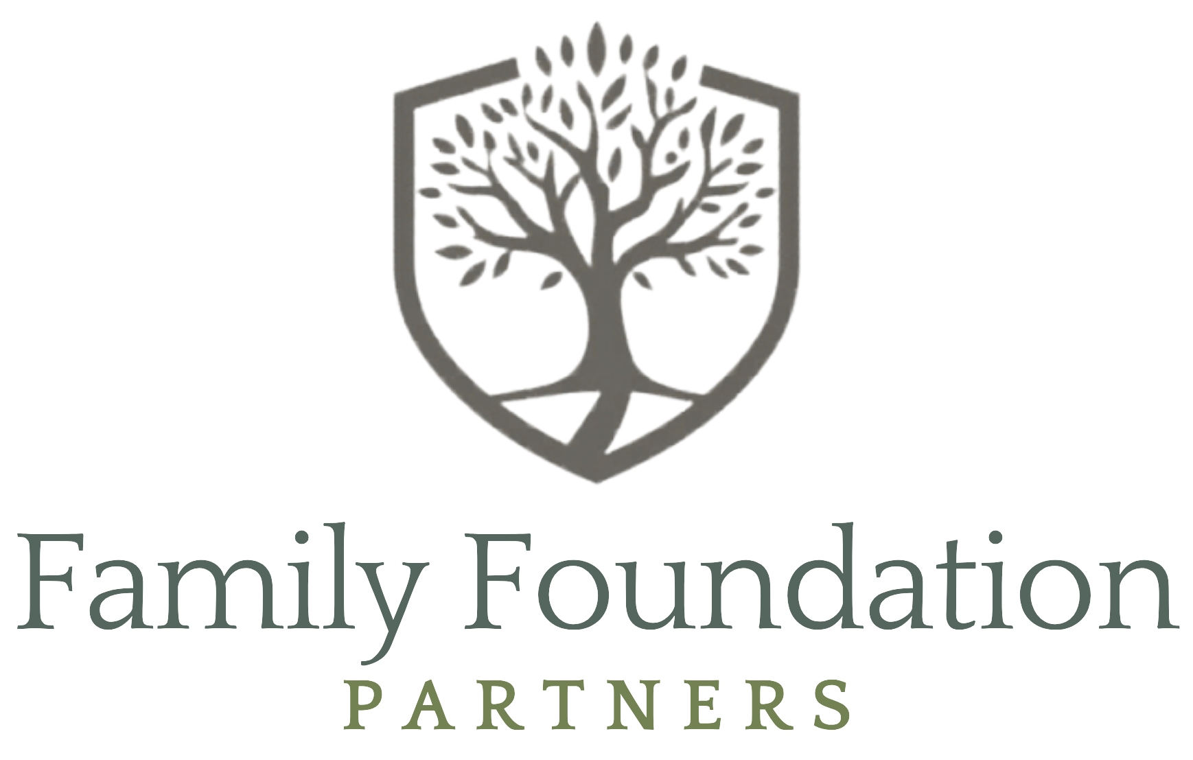 Logo of Family Foundation Partners featuring a stylized tree within a shield outline and the words "Family Foundation Partners" below.