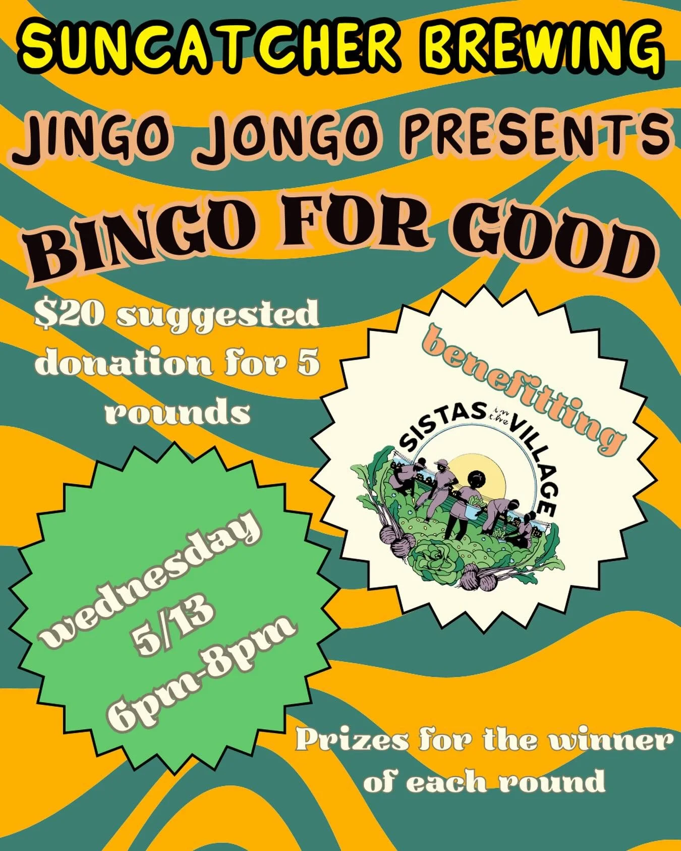 Next Wednesday 5/13 - Bingo For Good is back! This time benefiting @sistasinthevillage so come play a few rounds and drink so beers. Prizes for the winner of each round. 6-8pm