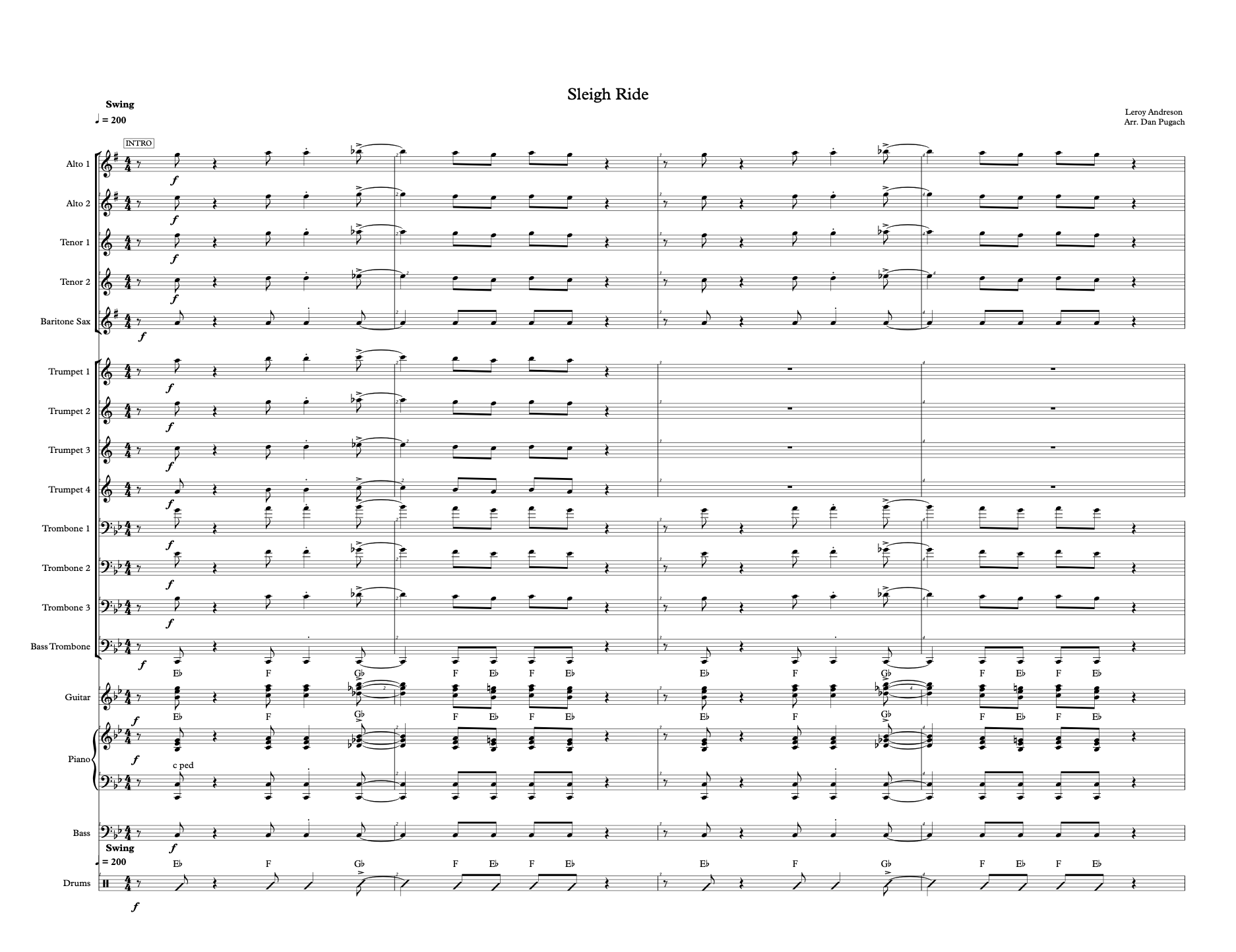 Sleigh Ride - Score & Parts - Big Band + Voice