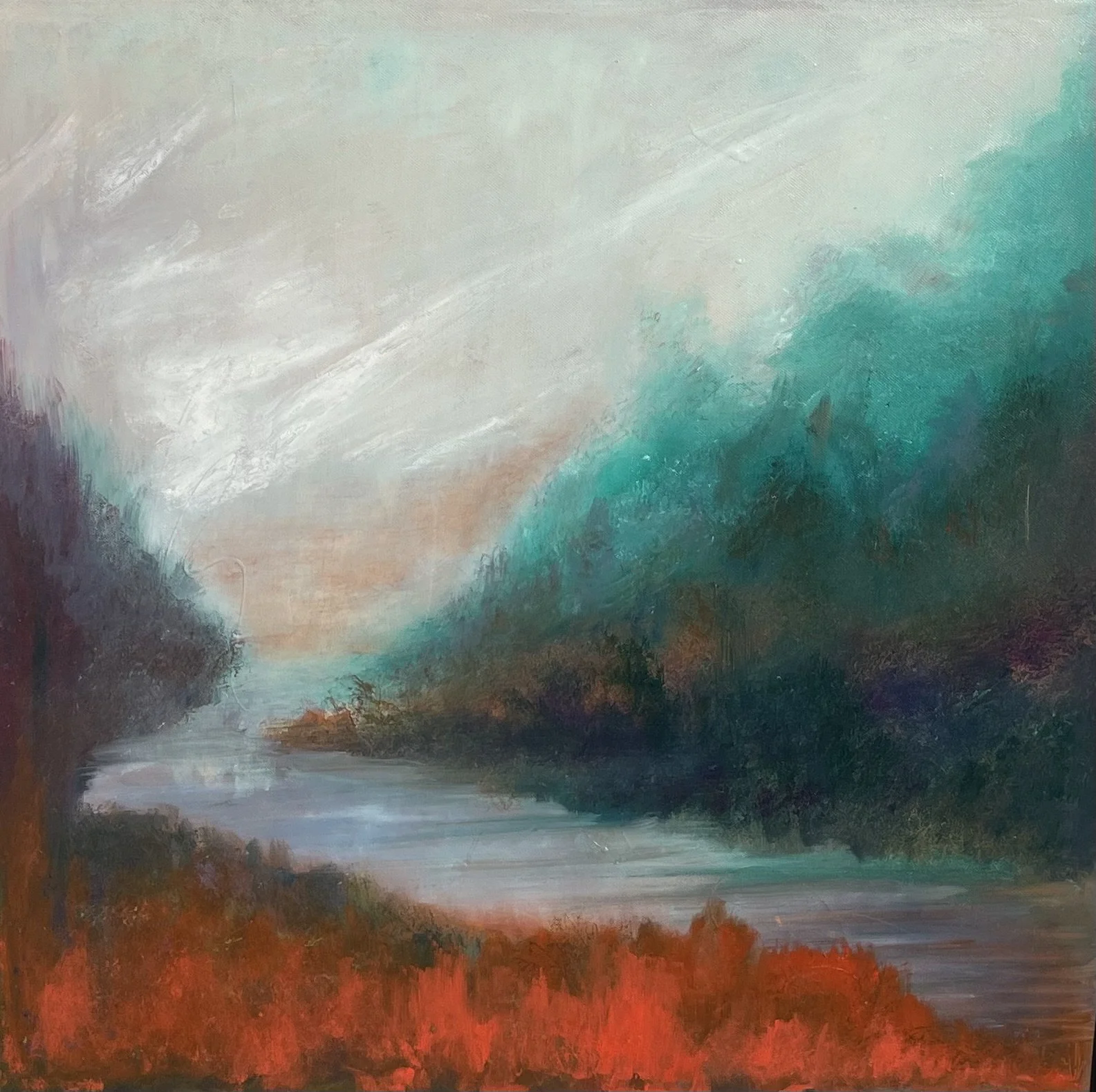 Alpine River, 2024
Acrylic on canvas, 70x70 cm
Framed