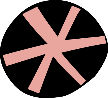 Abstraktes, pinkfarbenes Stern-ähnliches Symbol auf schwarzem Hintergrund.