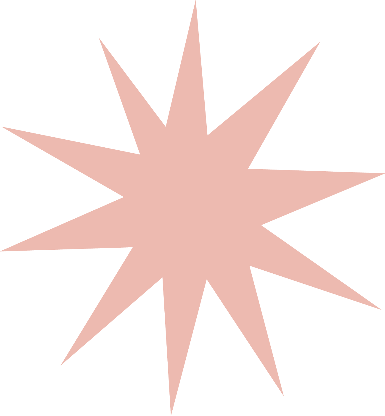 Ein rosa, sternförmiger Stern mit spitzen, scharfen Enden auf schwarzem Hintergrund.