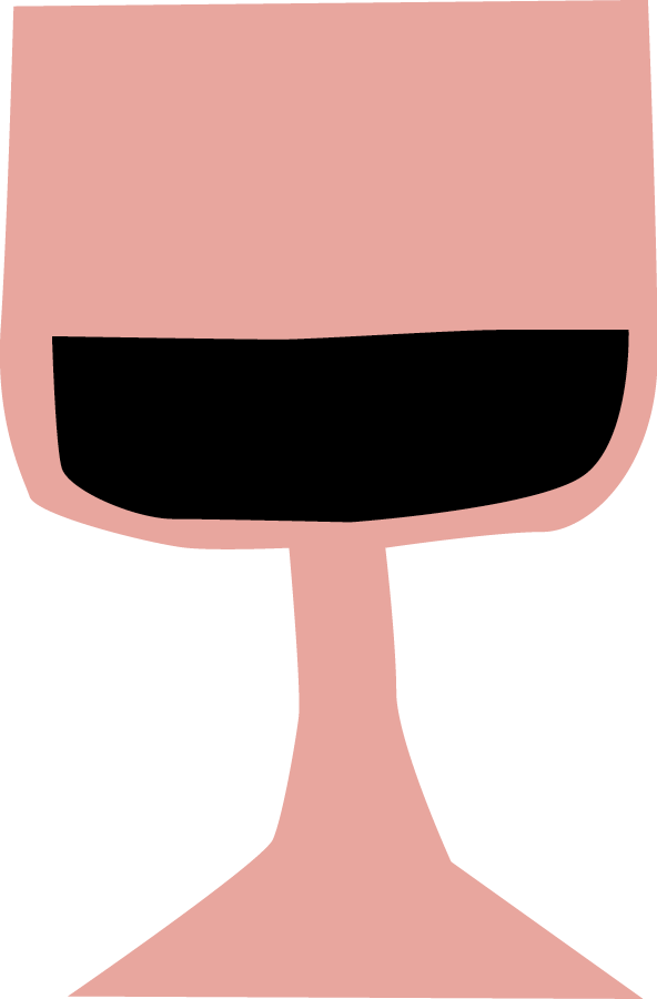 Illustration eines Weinglases mit rotem Wein.
